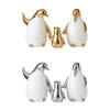 Elegant Ceramic Penguins Family Ornament 3Pcs Animal Sculpture Set Modern Home Office Decors