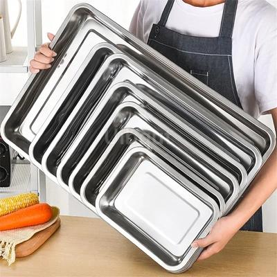 Piatto quadrato commerciale e domestico rettangolare Piatto per pesce al vapore Piatto da portata Piatto per barbecue set di piatti Vassoio in acciaio inossidabile