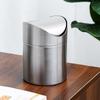 Silver Desktop Trash Can Swing Lid Swing Lid Trash Can Sleek Mini Trash Can  Kitchen