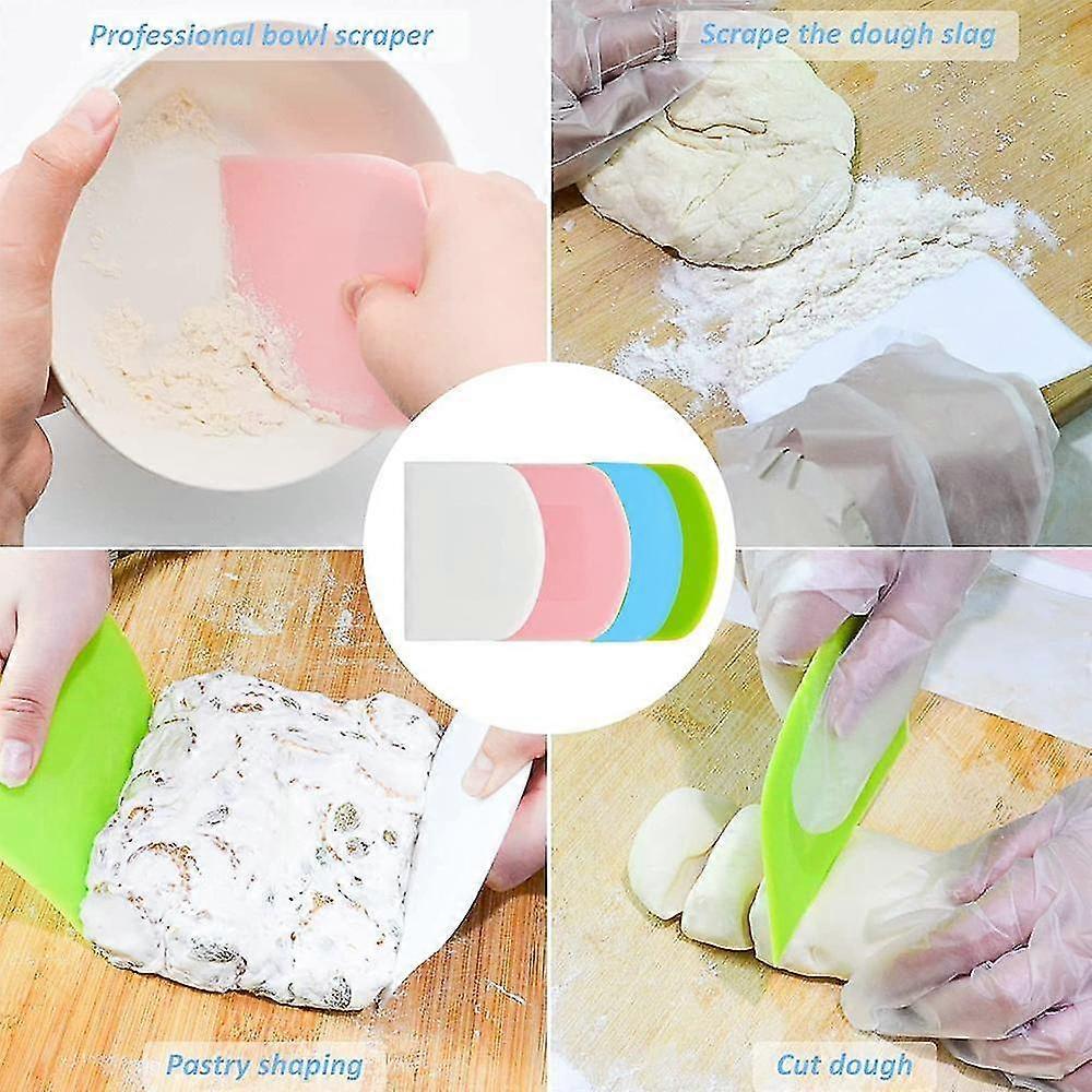 2pcs Plastic Dough Scraper Bowl Scraper, Food-grade Bench Scraper, Flexible Dough Cutter, Multipurpose
