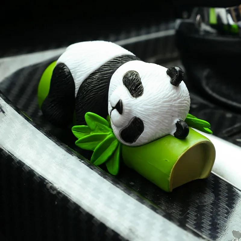 Panda-Auto-Ornamente, Auto-Dashboard, Mittelkonsole, Panda mit Bambus-Ornament, Garten-Mikro-Landschaftsdekoration, Zubehör
