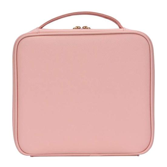 

Ударопрочная косметичка с ручкой из искусственной кожи, креативный органайзер для хранения косметики для ванной комнаты розовый