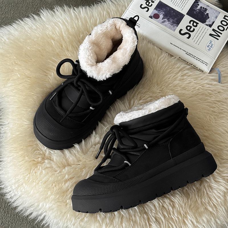 thick-soled velvet snow boots winter warm short tube thick-soled cotton shoes casual cold-proof couples tide boots Female 36 чёрный