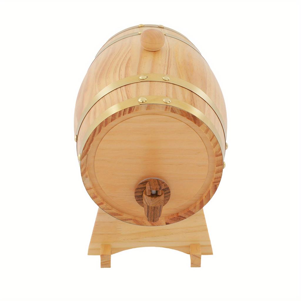 0.66 Gallon Pine Wood Wine Barrel – Vintage Barrel with Stainless Steel Hoops & Faucet – Home Brewing & Party Dispenser – Natural Wood