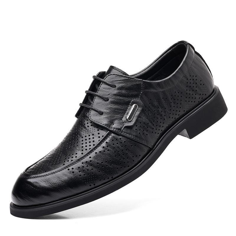 Lederschuhe Herren handgekratzter Britischer Stil Herrenschuhe Trend Sommer atmungsaktive Hohlschuhe 2025