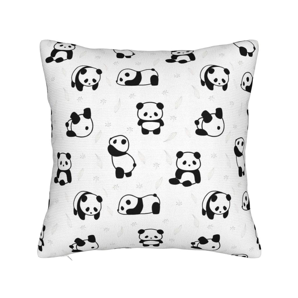Sushi Panda Square Pillow Case Food Cushion Cover Vintage Polyester Decorative Throw Pillow Case Cover For Home 40*40Cm