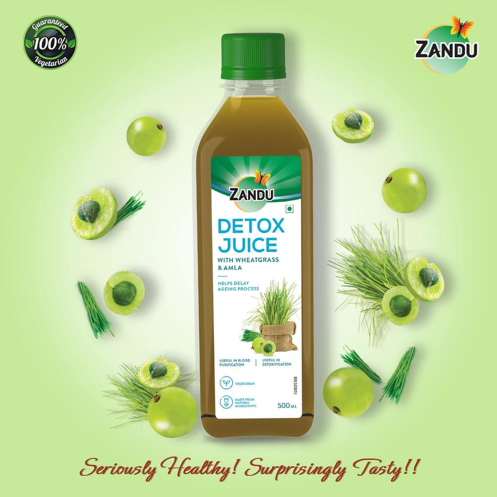 Zandu Detox Juice 500ml Pack of 1 | Natural Ayurvedic Body Detox Drink Rich in Vitamin C