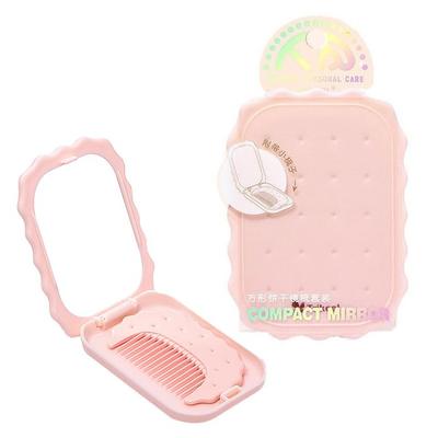 Charyeina - Biscuit Plastic Portable Mirror with Hair Comb