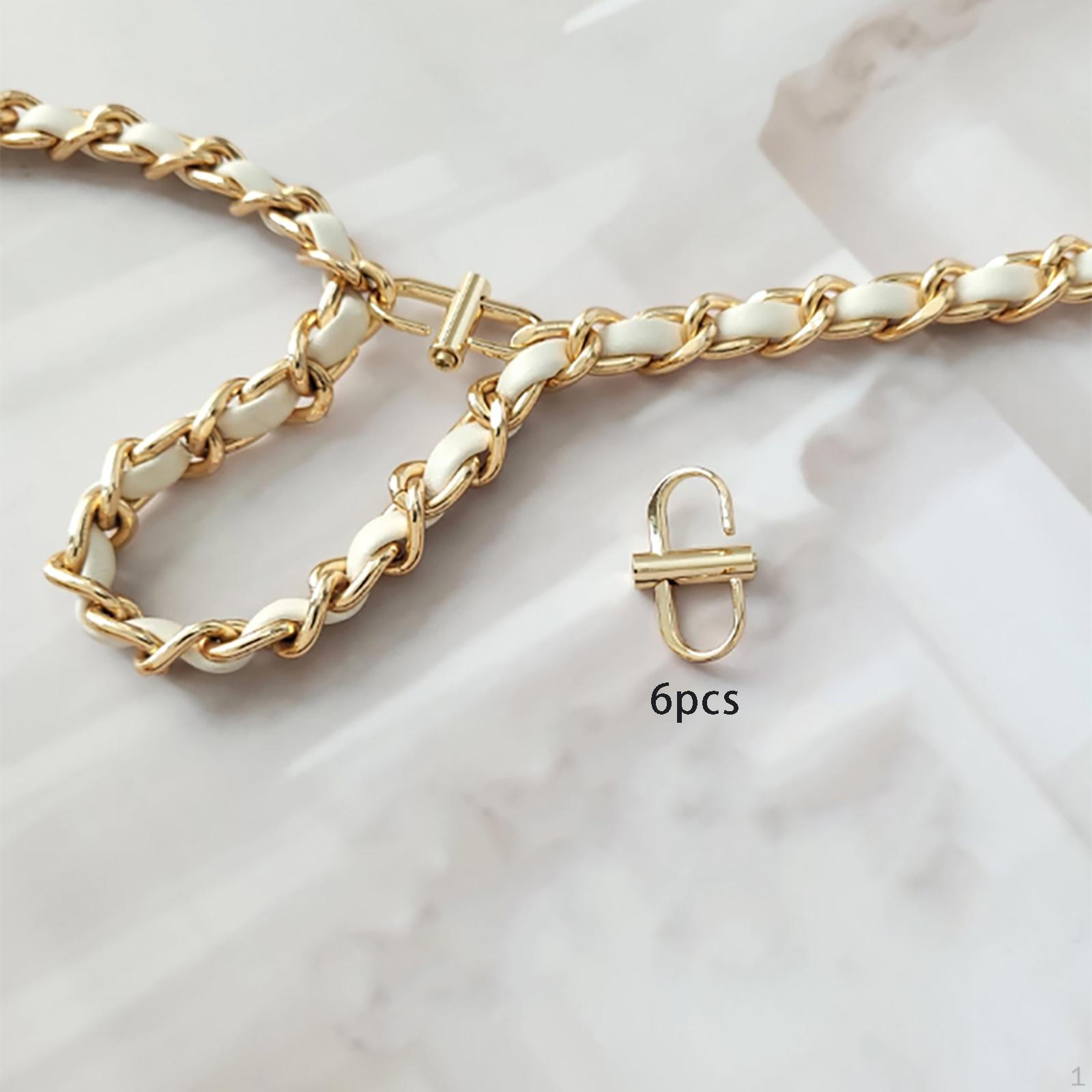 Adjustable Metal Buckle Strap Shortener Fixing Adjustment 6Pcs Golden