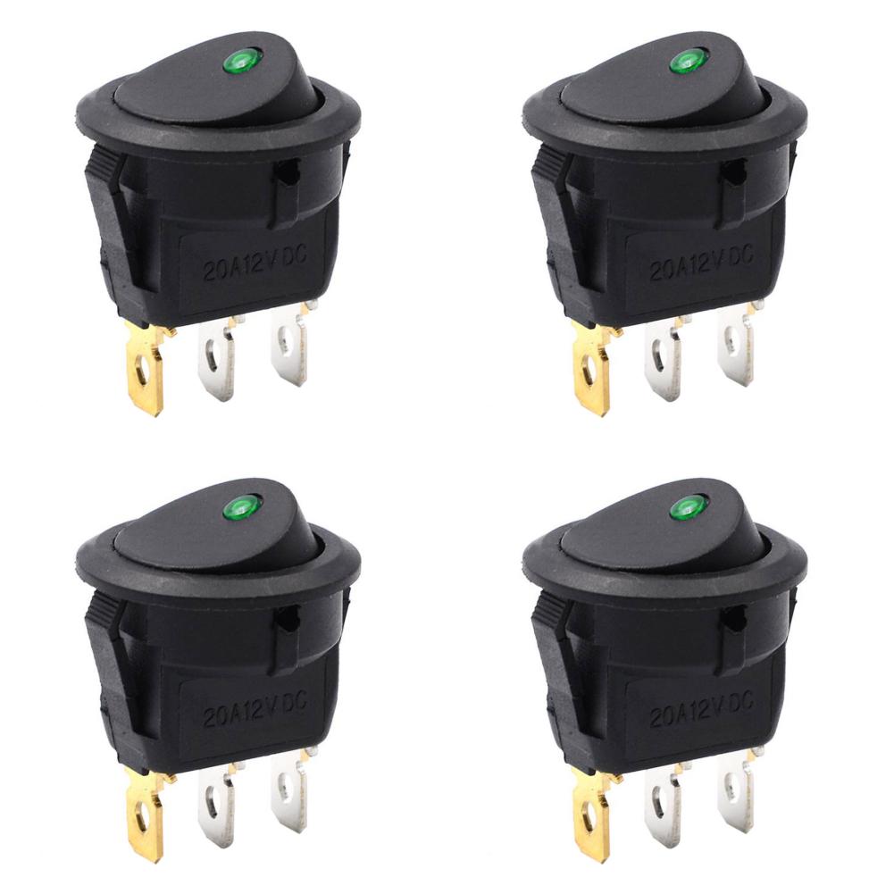 

neu 3 Models LED DIY Round Light Rocker Switch Power Button Switches (Green)
