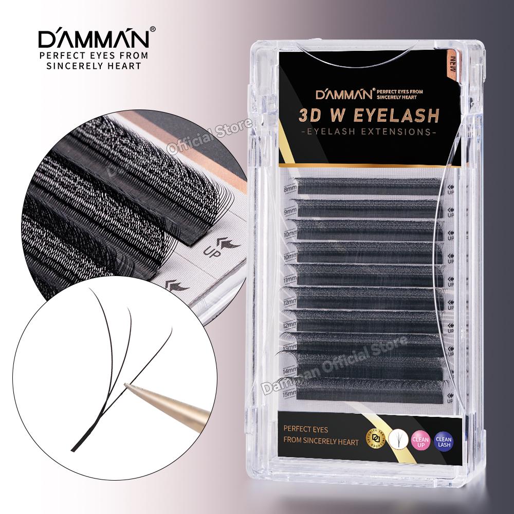 DAMMAN 3D W-shaped False Eyelashes, C-curl, 0.05mm Thickness, 8-15mm Mixed Length, False Eyelashes, Eyelash Extension Products.