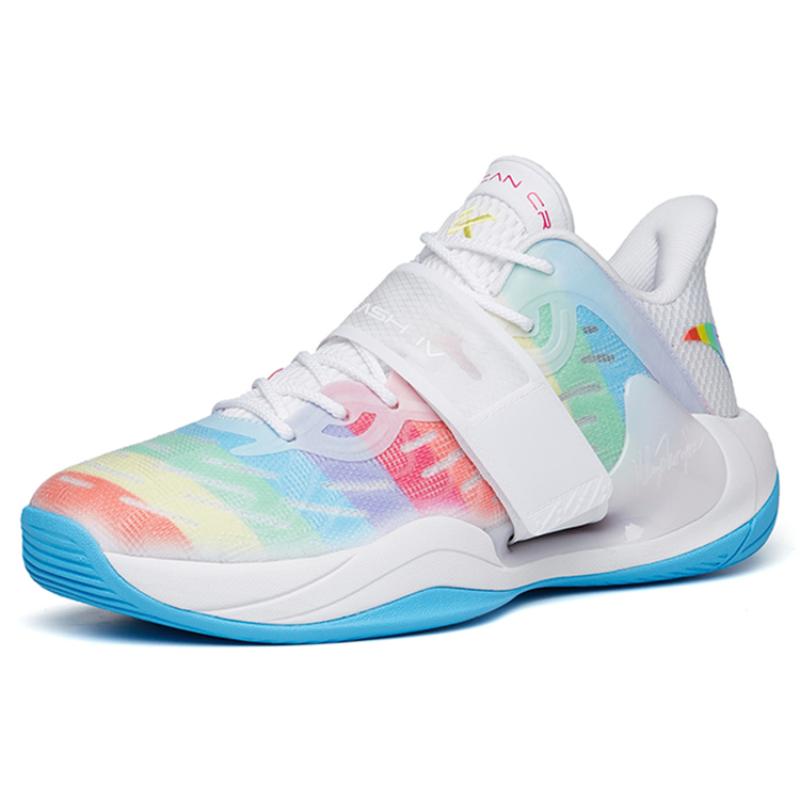 Anta Water Flower 4 Slip-Resistant Cushioning Wear-Resistant Low-Top Basketball Shoes White Multicolor Sneakers 112221602-9