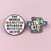 Colorful English Letter Brooch – Geometric Round Alloy Badge for Student Backpacks