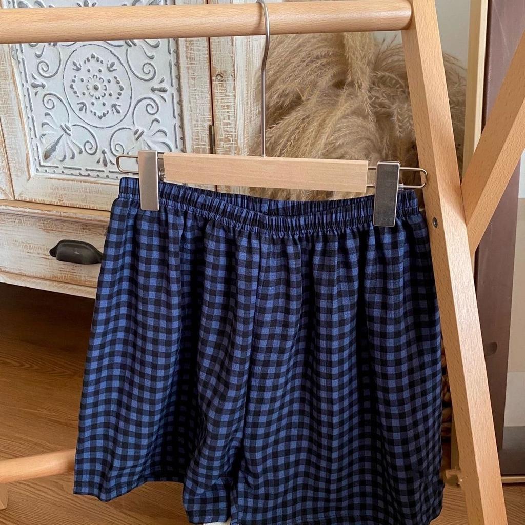 Summer Shorts Pajamas Cotton Women Shorts Women's Bottoms Soft Pants Plaid Print Loose Pants Womens Pajama Pant