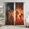 2 Piece Set " Dance of Fire "oil Painting Curtains   Shade and Privacy Protection   Suitable for Decorating Various Rooms