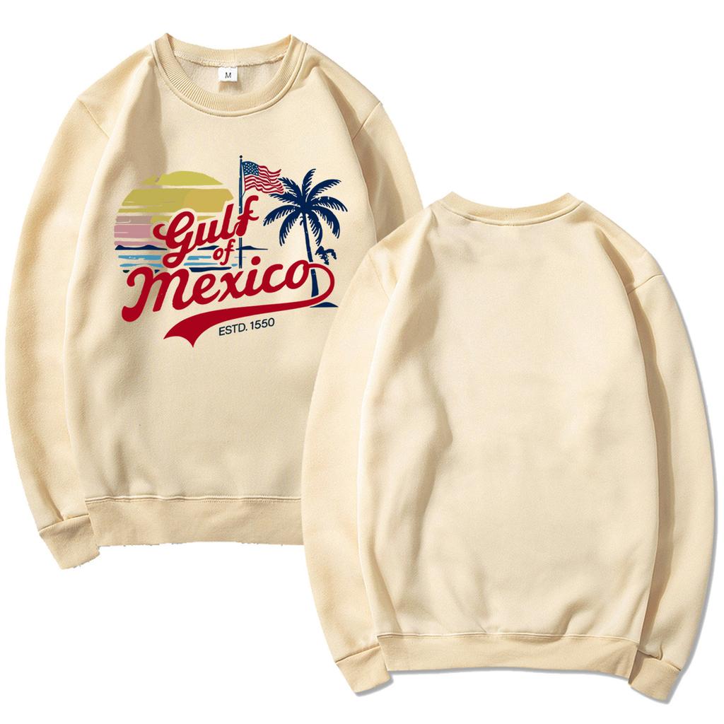 Unisex Offset Printed Round Neck Loose Long Sleeved Sweatshirt