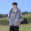 FENGXIAO Men's Retro Patchwork Hooded Zip-Up Sweatshirt