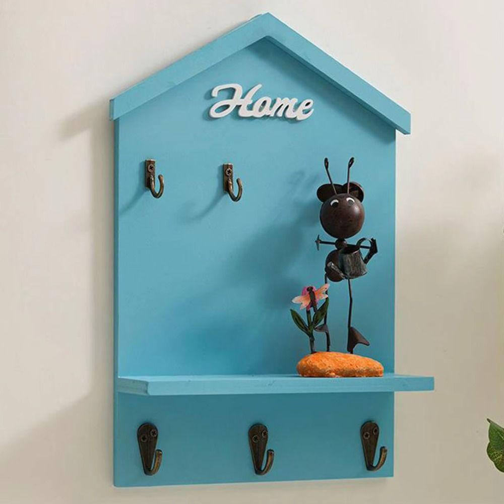 5 Hooks Doorway Storage Rack Handmade Hanging Key Holder Creative Keys Organizer Apartment