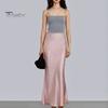 Spring Summer Maxi Skirt Women High Waist Silky Texture Long Skirt Solid Color Smooth Satin Fishtail Long Skirt