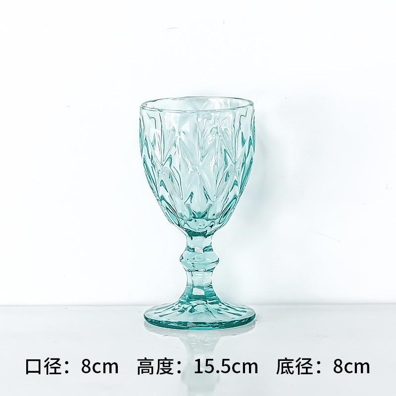 Vintage Colored Goblet, Wine and Water Glass, Machine Pressed, Clear, Blue, Pink, Grey, 1 Piece, 250ml
