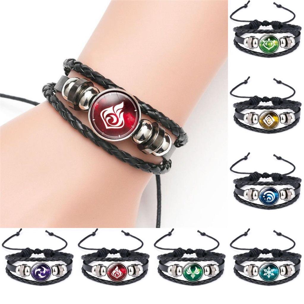 Bracelet Lumineux Genshin Impact avec Bracelet Réglable en Cuir PU pour Briller la Nuit