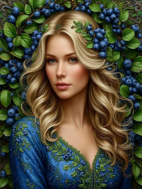 Diamond Painting New Collection Beautiful Woman and Blueberry Diy Full Square Round Drill Rhinestone Embroidery Sale Girl Mosaic Cross Stitch Kits