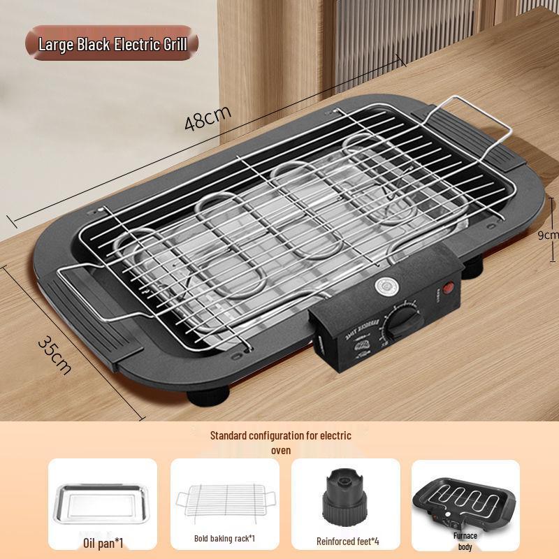 Indoor Smokeless Electric Grill with Skewers Rack and Shelf