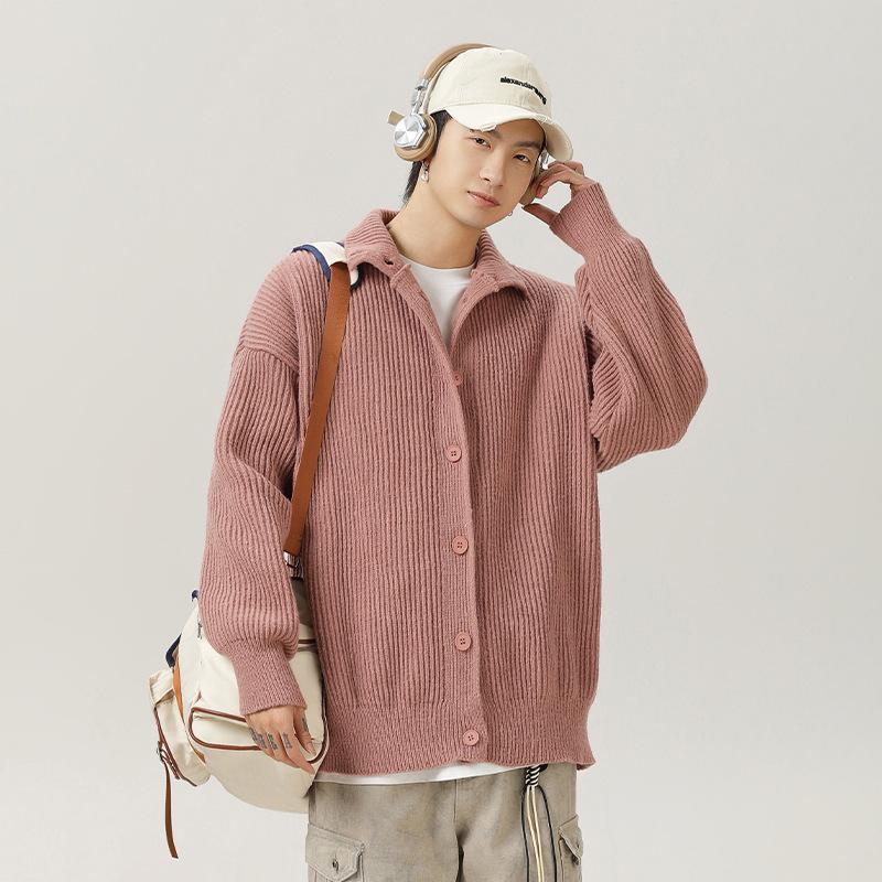 Japanese Style Men's Vintage Turtleneck Cardigan Sweater Autumn Winter Casual Relaxed Solid Knitwear