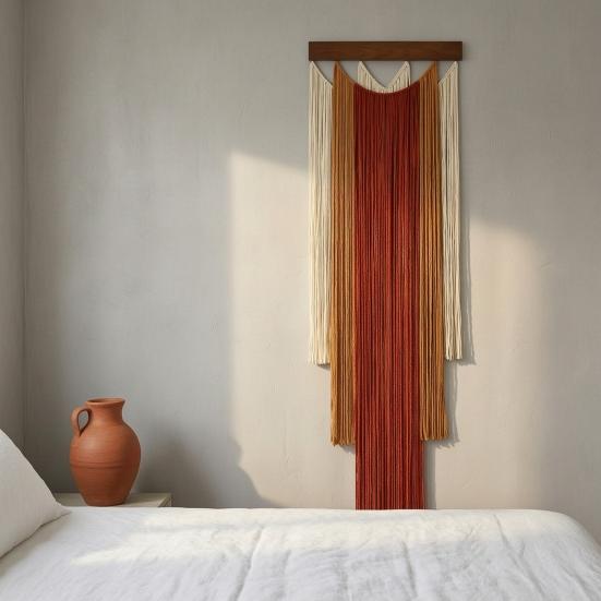 Arazzo Degradé per Camera da Letto Decorazione da Parete Boho, Arazzo in Cotone Intrecciato a Mano con Nappe, Decorazione con Frange Colorate Stile Boemo Soggiorno Caffè