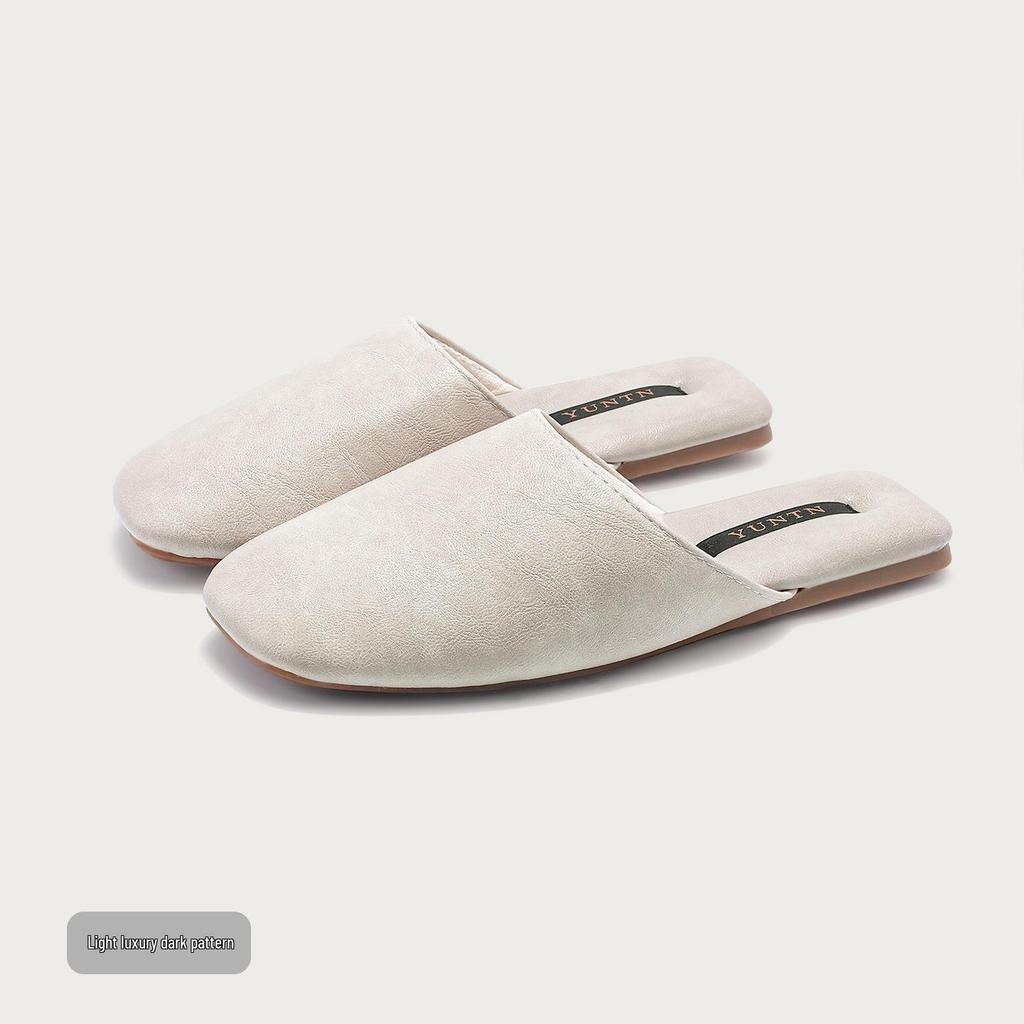 Cloud Group Autumn Minimalist Leather Slippers: Unisex, Non-Slip, All-Season Indoor Shoes