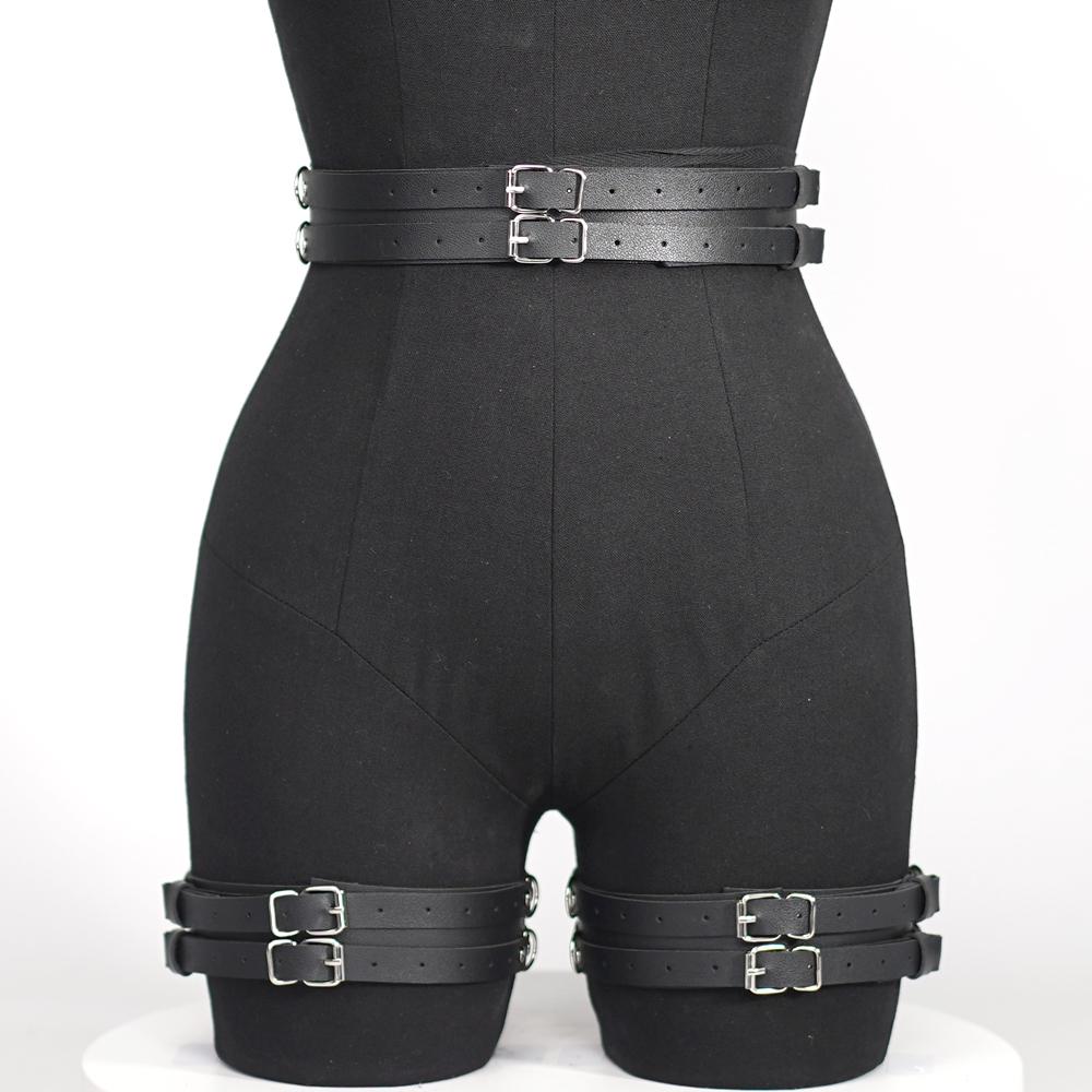 Femei Sexy Jartieră de Coapsă Set Cătușe Lenjerie din Piele Bdsm Bondage Ham pentru Picior Îmbrăcăminte Fetiș Gotic Accesoriu Exotic