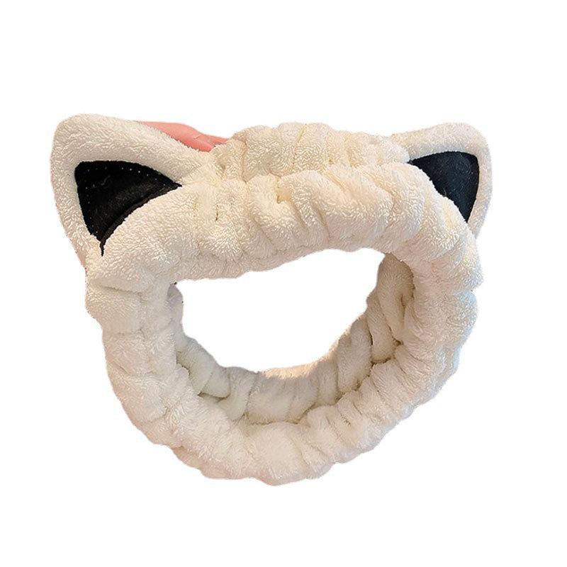 Korean Style Cartoon Cat Ears Coral Fleece Non-Slip Hair Tie Headband for Women