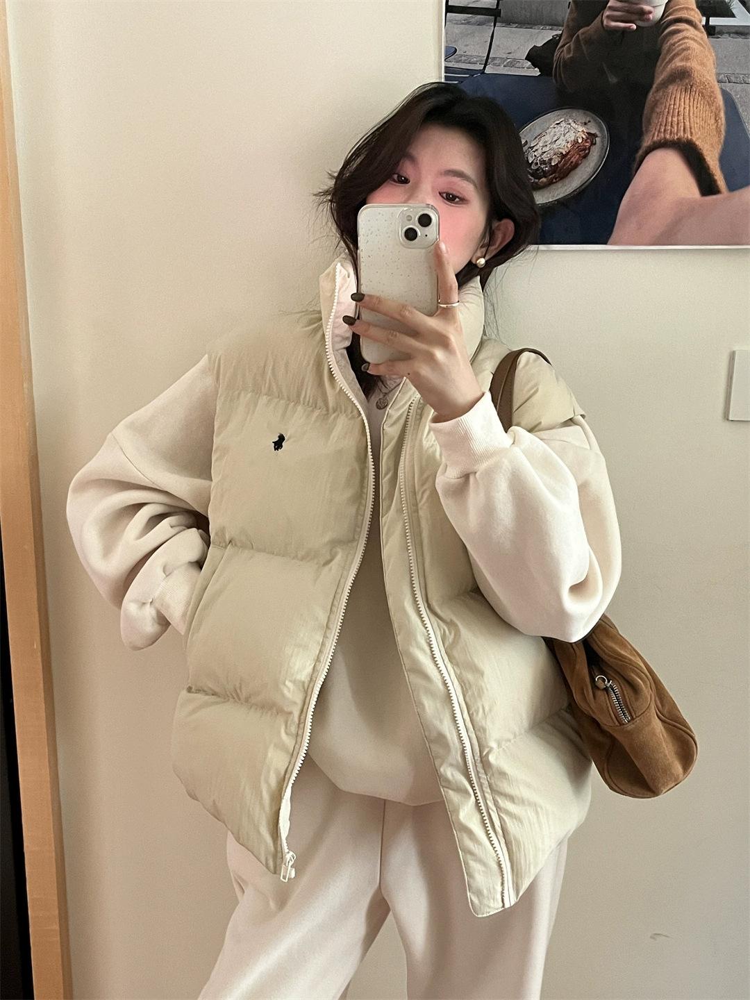 

Fashion Versatile Cotton Clothing Vest Women s Winter New Stacked Vest Stand-up Collar Vest Jacket Top Women M