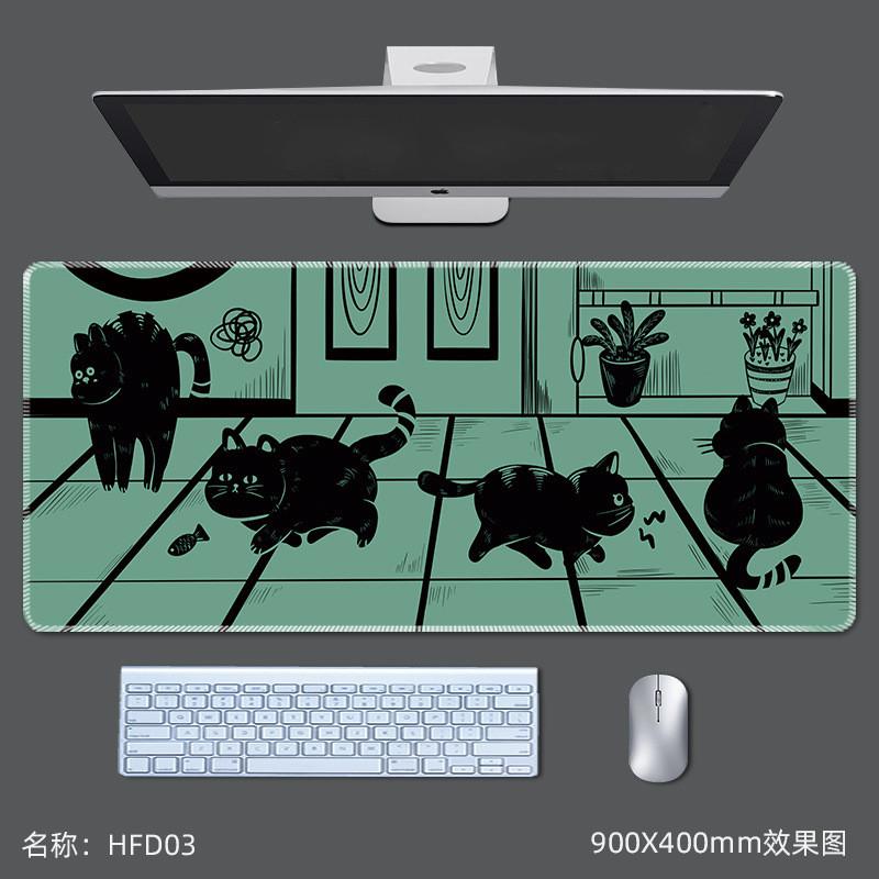 Cartoon Cute Cat Mouse Pad Large Anti Slip Lock Edge Game Pads Computer Office Desktop Keyboard Mat