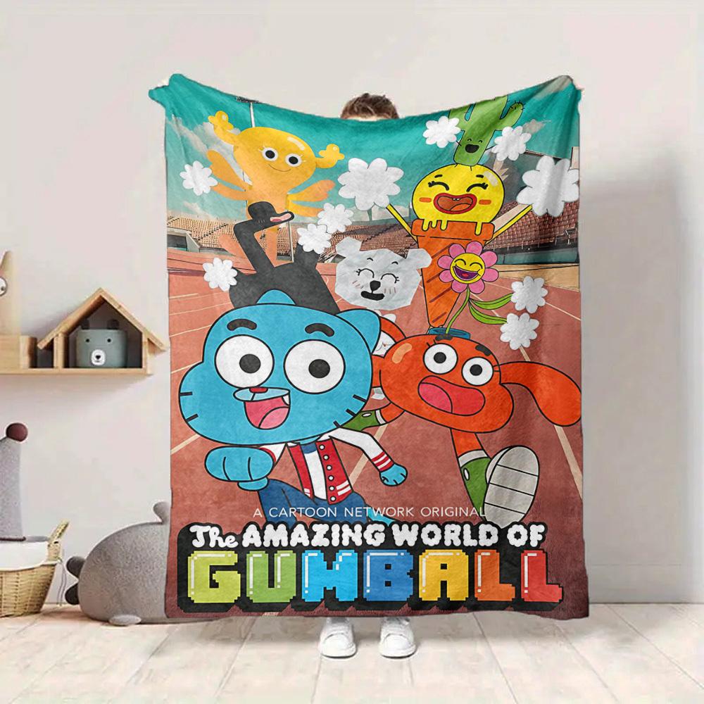 1pc The Amazing World of Gumball Cozy Print Blanket Lightweight Warm Flannel Throw Blanket For Sofa, Bed, Living Room