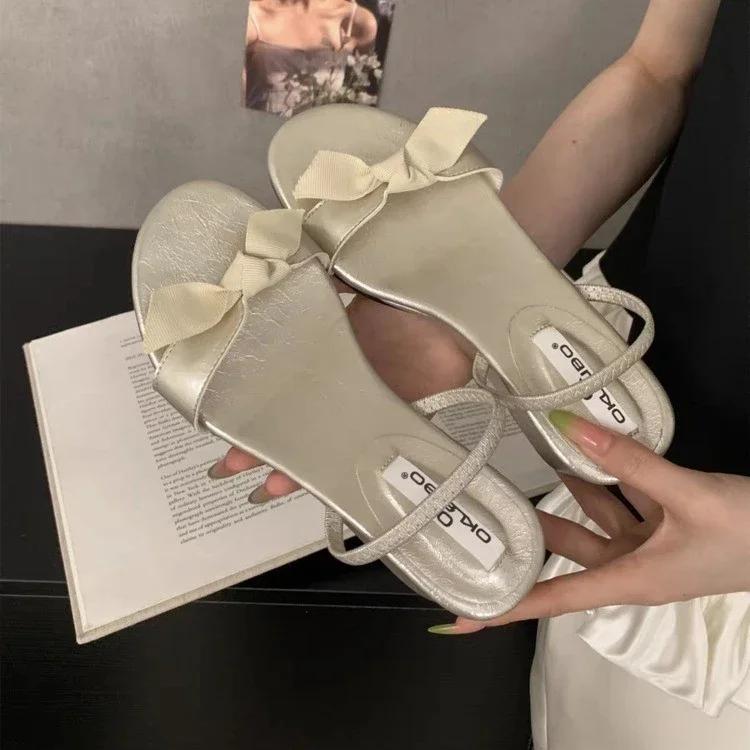 

Fashion Ladies Shoes with Low Heels Sandals for Women s Footwear Buckles Trend Square Toe Heels Concise Flip Flops Casual Buckle Strap 40 золотой