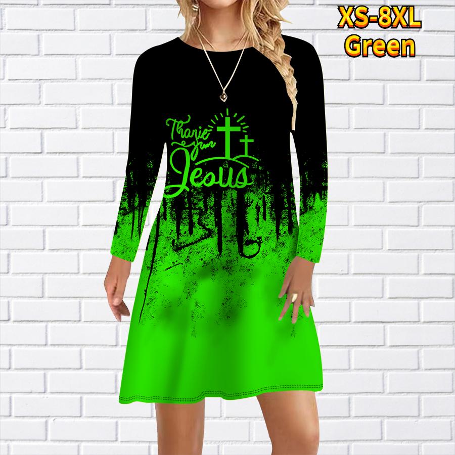 Women Casual Dress Letter Cross Print Dresses For Women O-neck Short Sleeve Dress Plus Size