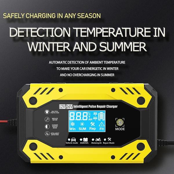 Nabíječka autobaterií Plně automatická 12V / 24V Inteligentní rychlonabíjecí pulzní opravná nabíječka pro AGM LFP GEL WET Olovo