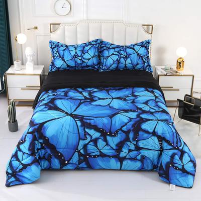 Set Biancheria da Letto Farfalle Scure per Bambine Ragazze Set Copripiumino Farfalle Set Coperta Trapuntata Copri Trapunta Camera da Letto 3 Pezzi Full King Size
