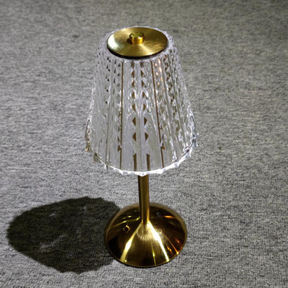 LED Elegant Table Lamp Type-C Rechargeable Dimming Atmosphere Light 3 Color Crystal Touch Desktop Light for Bar Hotel Restaurant