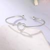 Huitan Silver Color Lady Opening Bangle Knot Heart Design Metal Jewelry for Party Daily Wedding Simple Style Fashion AccessoriesGood Product