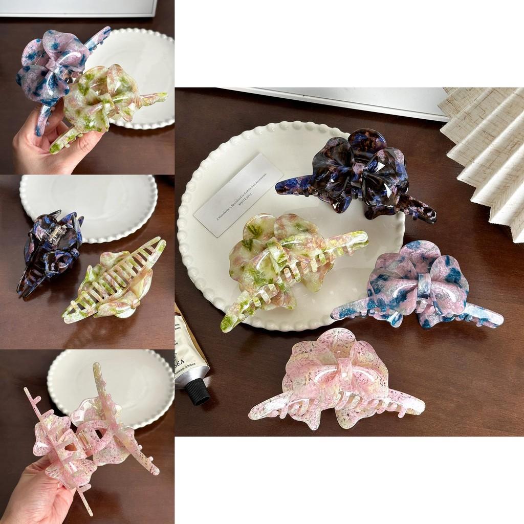 Beautifully Crafted 13cm Acetate Hair Claw Clip With Feminine Bow Ideal For Daily Wear