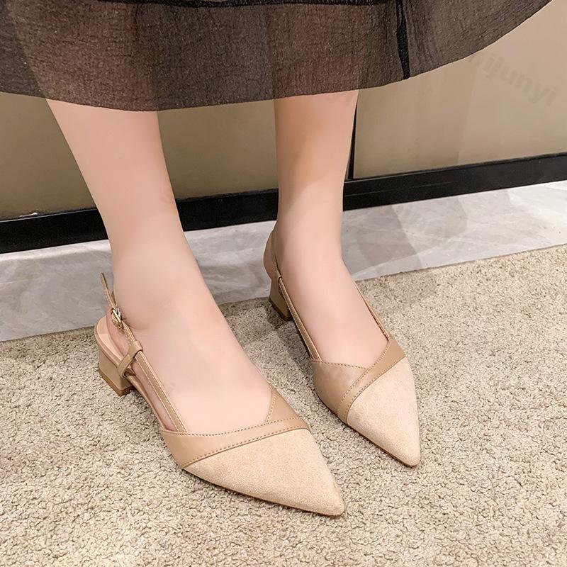 Women Sexy Chunky Heel Shoes Women Summer Pointed Toe Dress Slippers Designer 2025 New Party Pumps Walking Femme Zapatos Slides