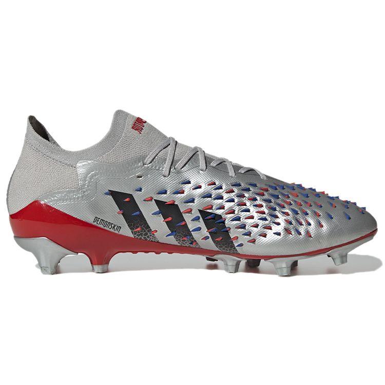 Adidas Predator Freak .1 Round Toe Lace-Up AG (Rubber Short Studs) Durable Soccer Shoes Men Soccer Shoes Silver Black Q46410