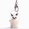Lovely Plush Cat Pendant Keychain Metal Cute Ring Bag Car Ornament(Khaki)