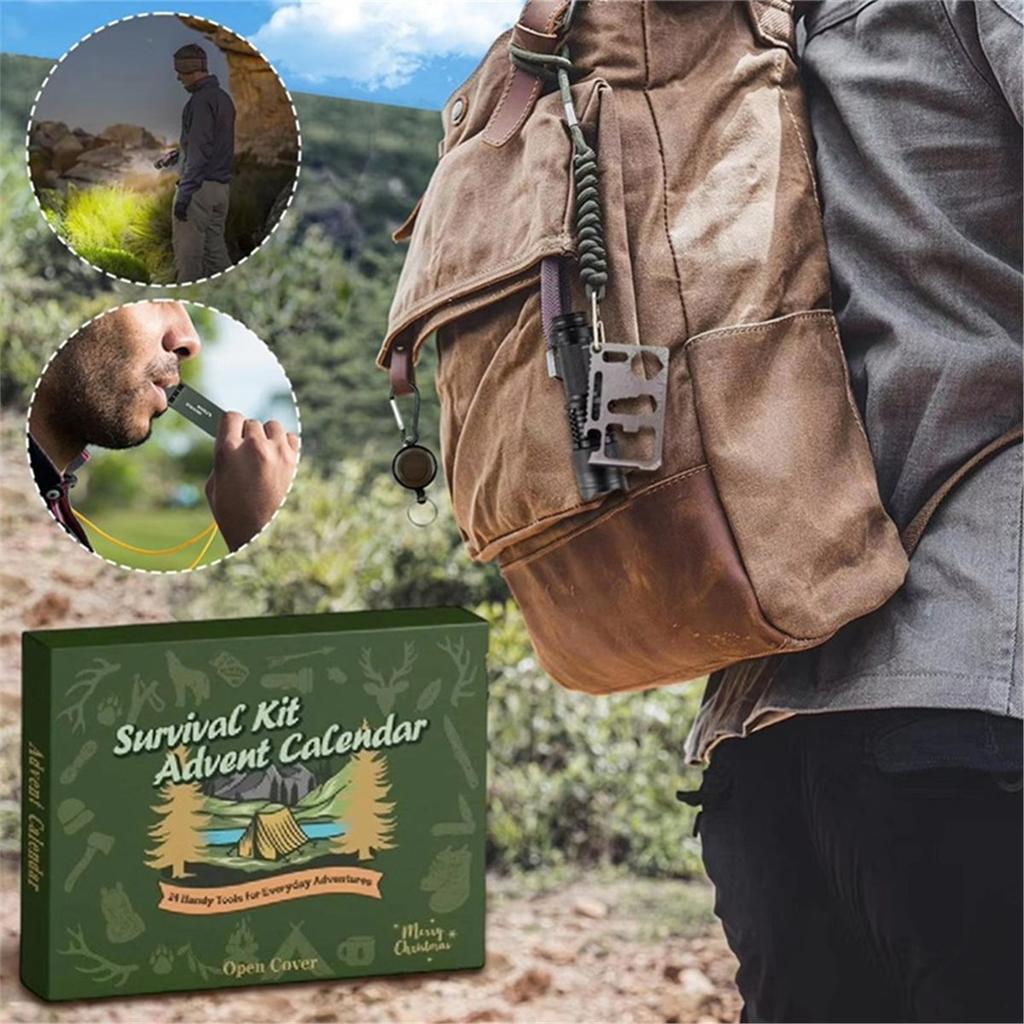 Christmas Outdoor Survival Tools Advent Calendar Camping Picnic Supplies Blind Box Countdown Family Friends Gifts Sets