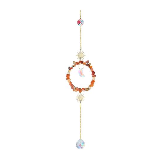 Citrine Crystal Sun Catcher Natural Crystal Chips Filled Transparent Sphere Metal Ring C