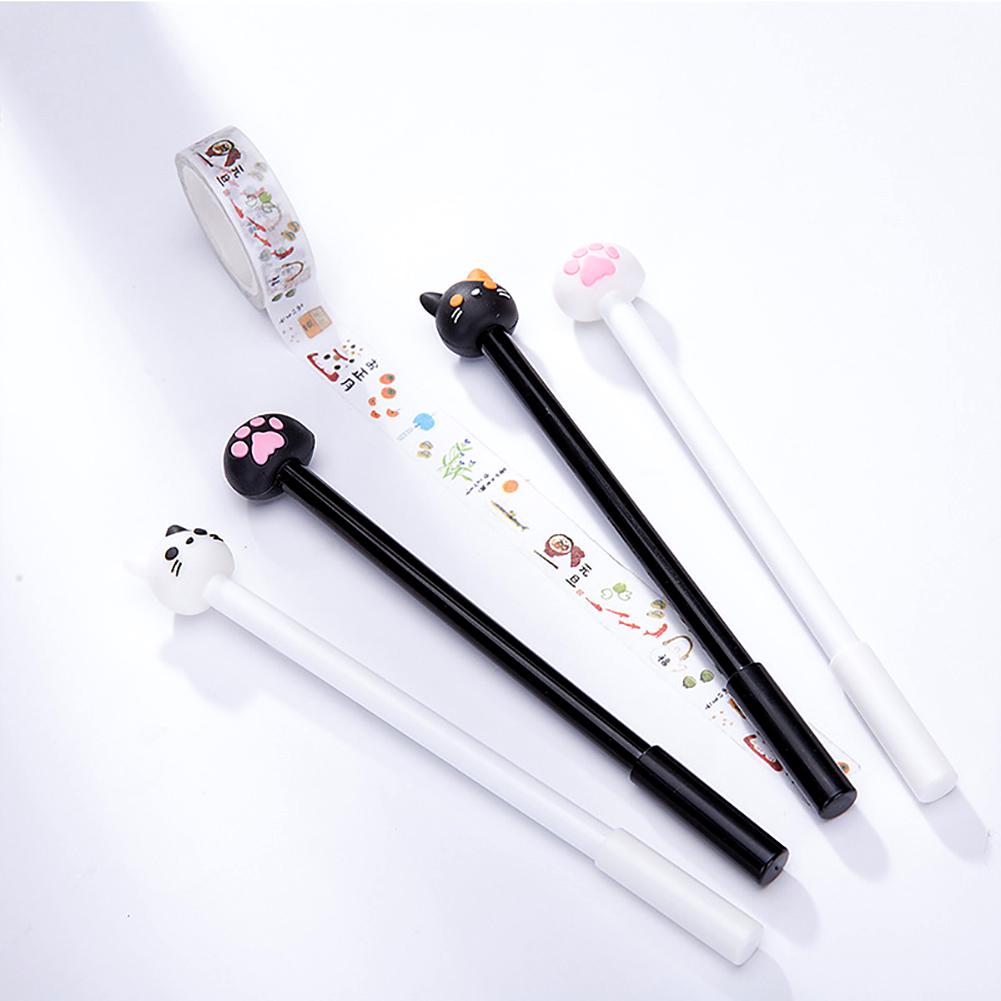Skrivmaterial 0,5 mm Svart bläck Söt katthuvud tass Gelbläckpenna Skrivmaterial Kontor Skola Förnödenheter
