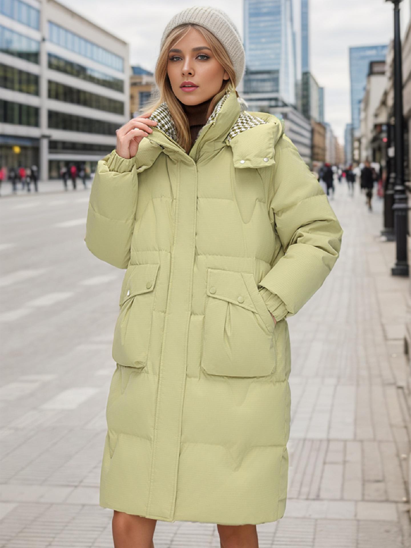 

-стеганая одежда Женская одежда средней и длинной длины Хлопковая одежда Новые зимние куртки с хлопковой подкладкой Большие размеры Утолщенные куртки с хлопковой подкладкой XXXL зелёный