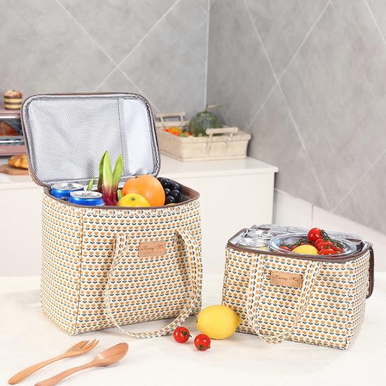 

Изолированная сумка-холодильник 4,5/9 л с застежкой-молнией, большая вместимость, пищевая ручная термоизоляция, большая сумка для обеда, товары для кемпинга Small бежевый